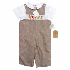 B11-Orient Expressed, 6-12M, 0/s cotton smock pant romper + s/s cotton shirt